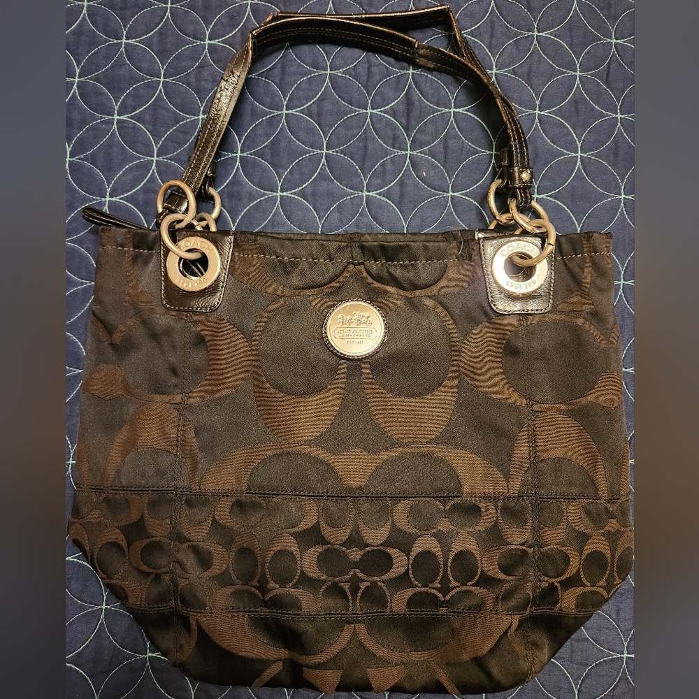 Used Black Coach Hobo Handbag